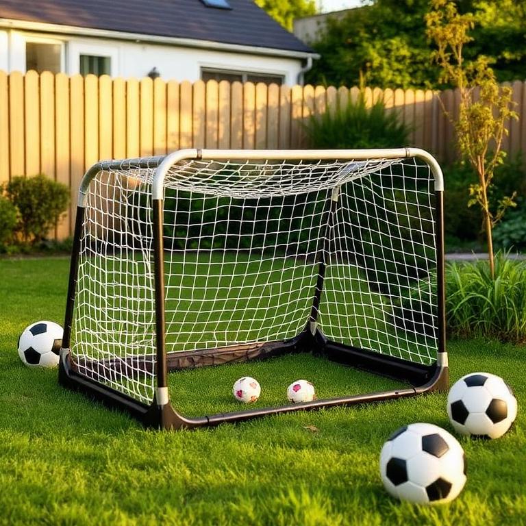 Mini goal set up in a back garden